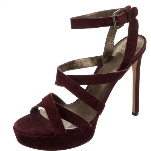Stuart Weitzman 6.5 Purple Suede Stiletto Sandals - Picture 2 of 13